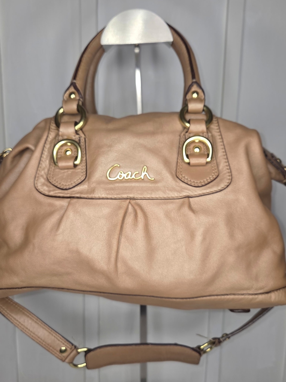 Coach Ashley Satchel Metalluc Champagne/Nude F15445